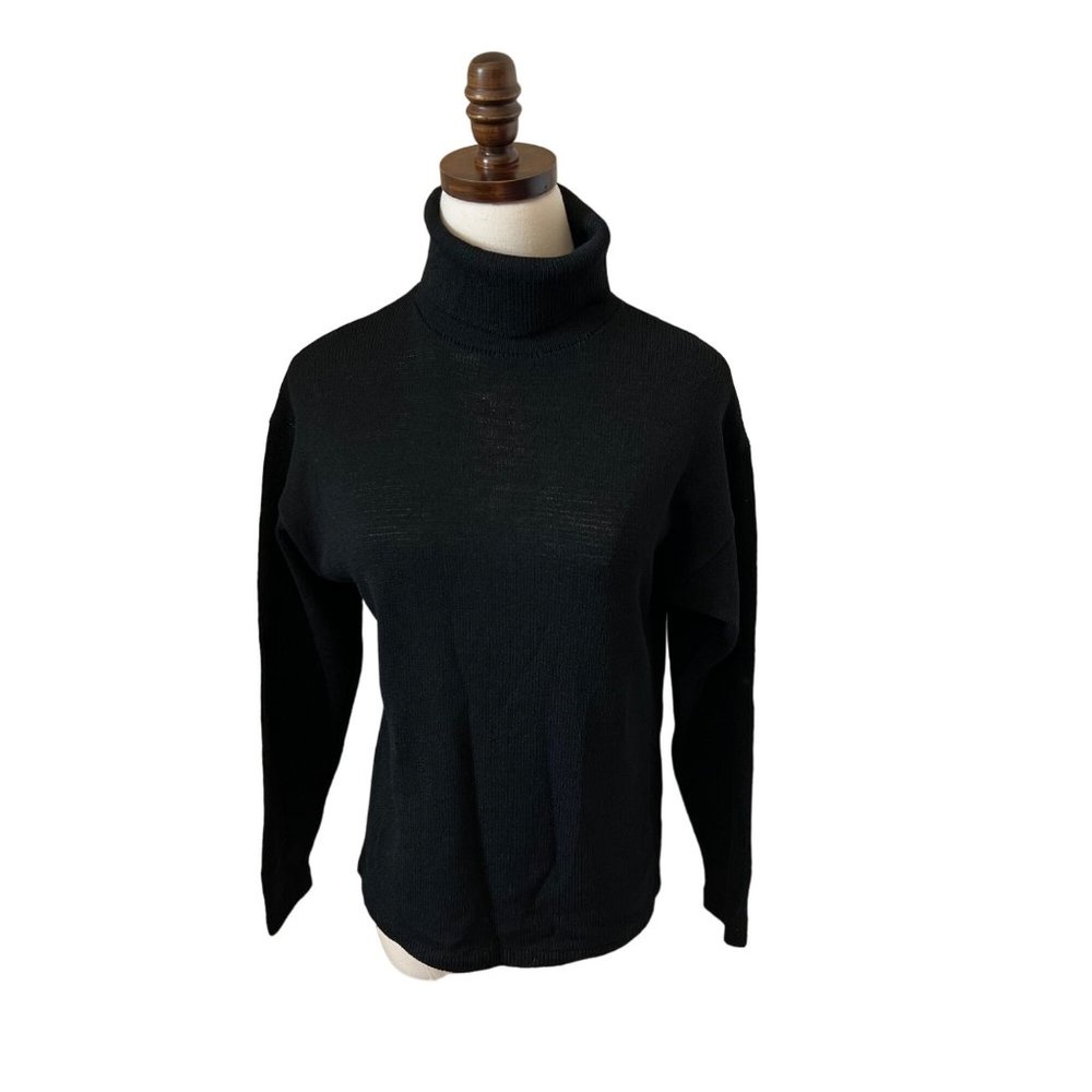 St. John for L. Magnin Knit Turtleneck Sweater Size XS Small Black Vintage